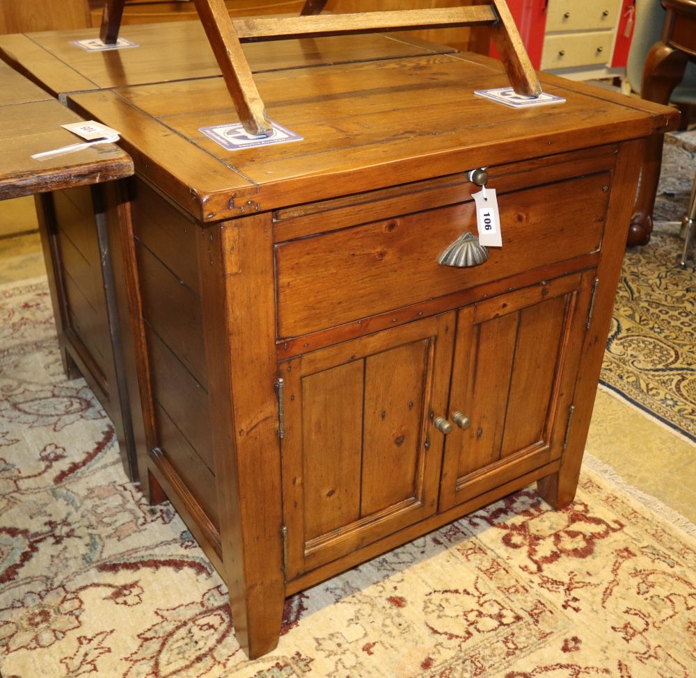 A pair of Irish Coast oak and walnut reclaimed timber bedside cabinets, W.71cm, D.46cm, H.71cm